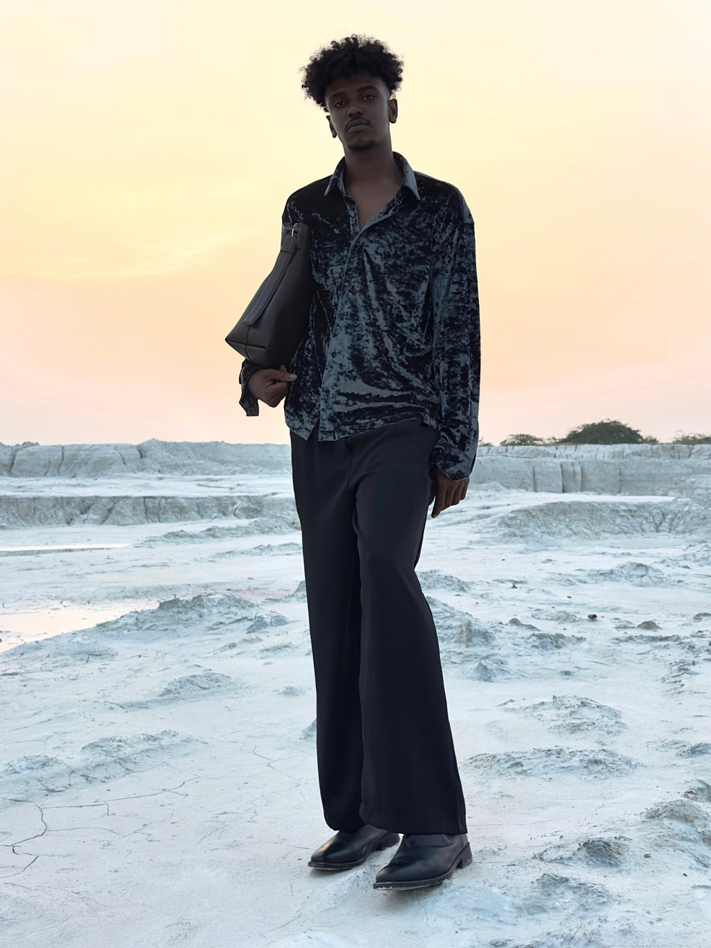 Nocturne Crushed-Velvet Shirt