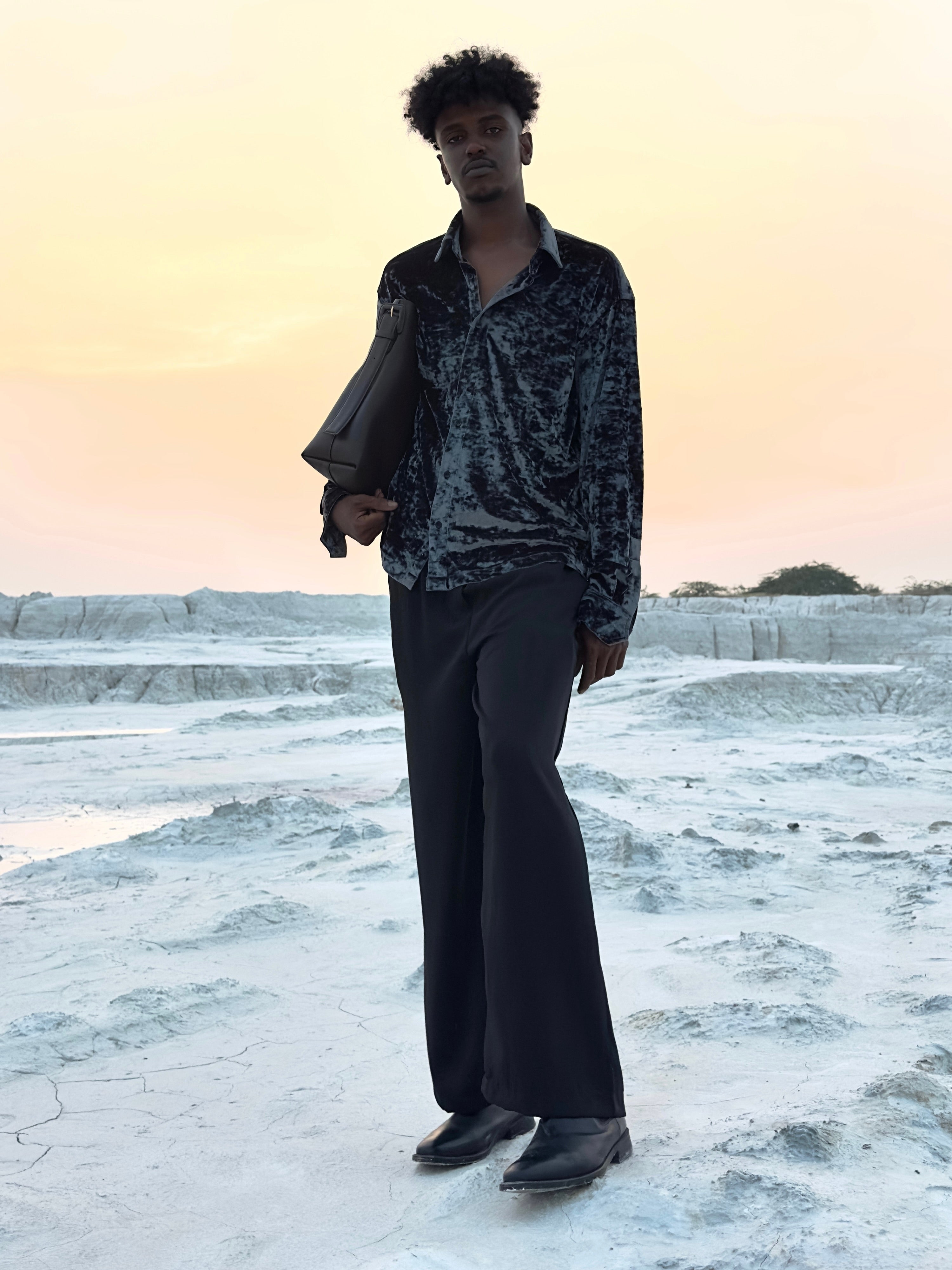 Nocturne Crushed-Velvet Shirt