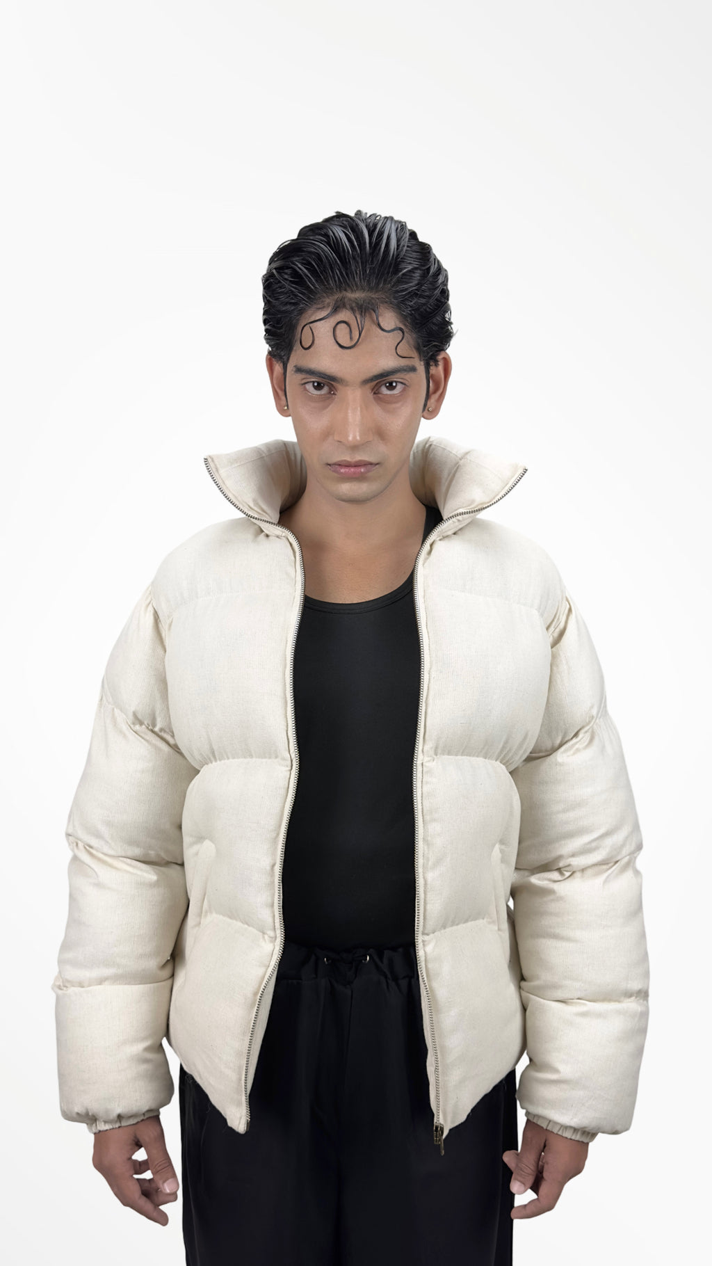 Linen Contour Puffer Jacket