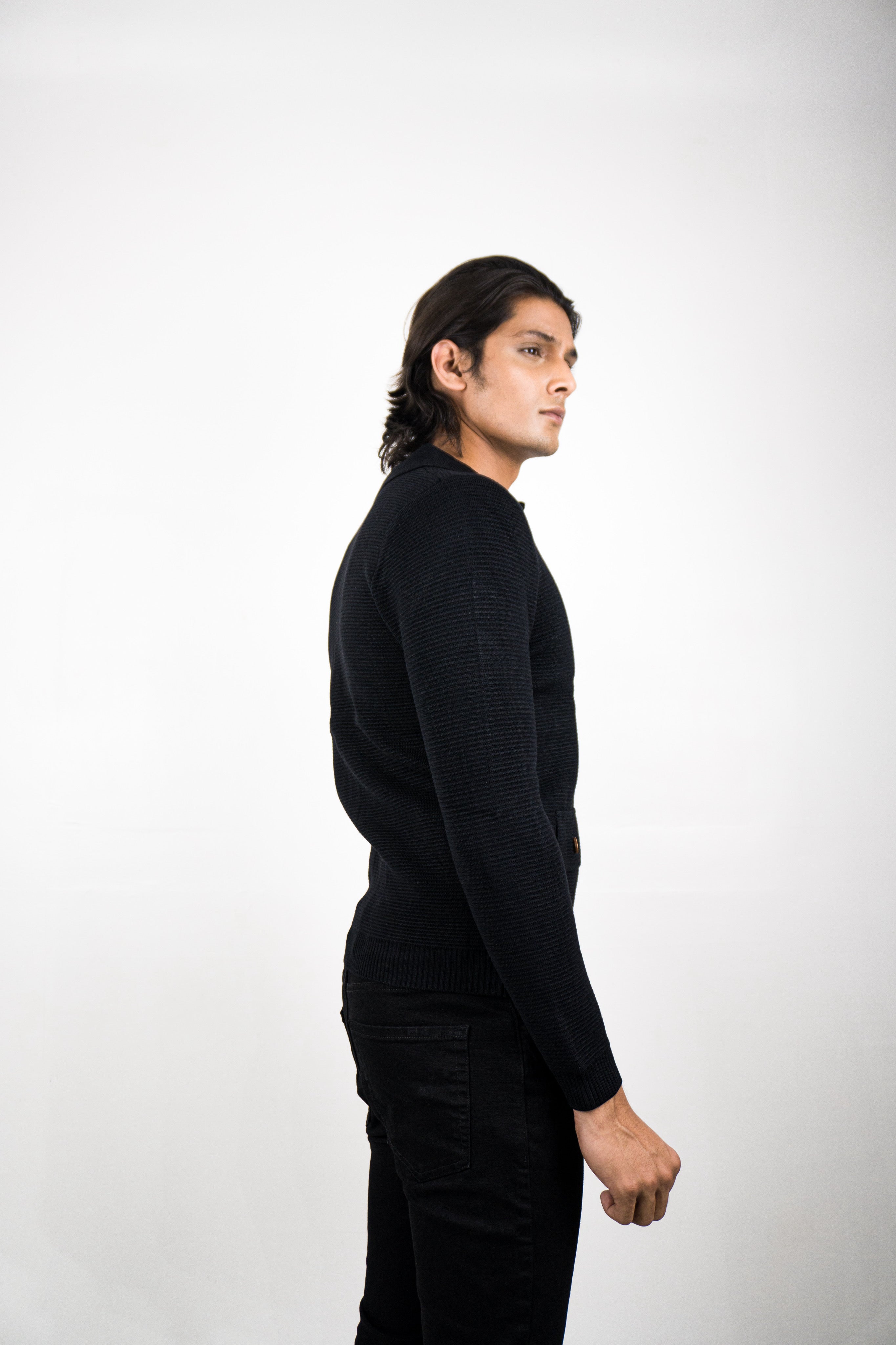 Ebony Ribbed Knit Shirt