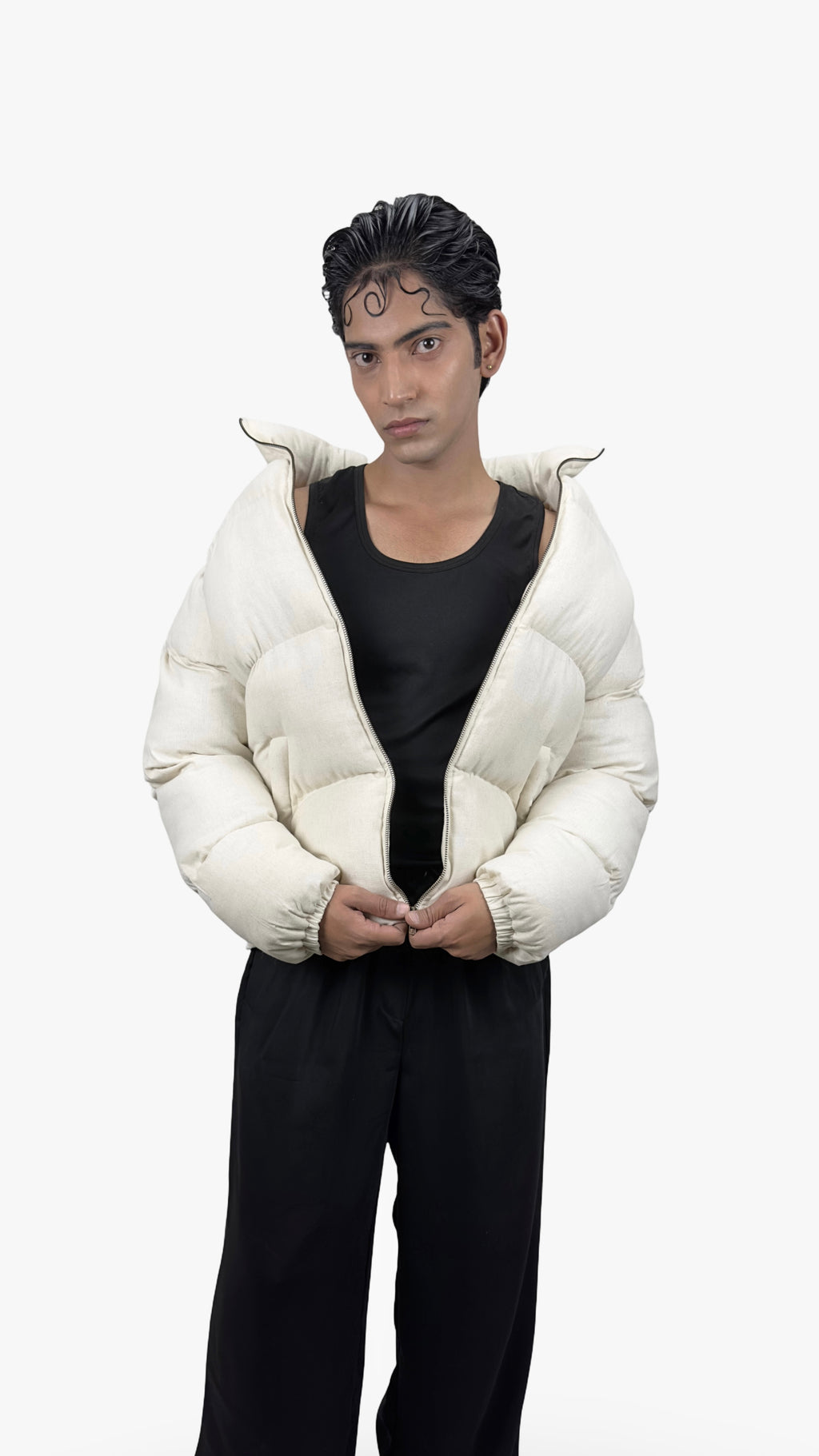 Linen Contour Puffer Jacket