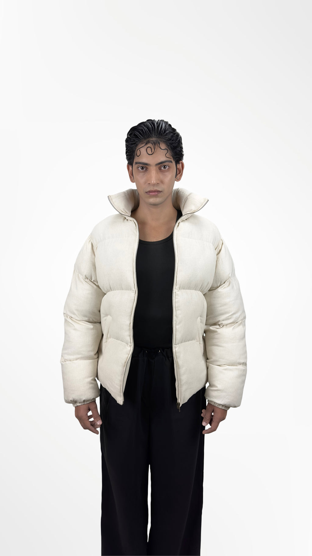 Linen Contour Puffer Jacket