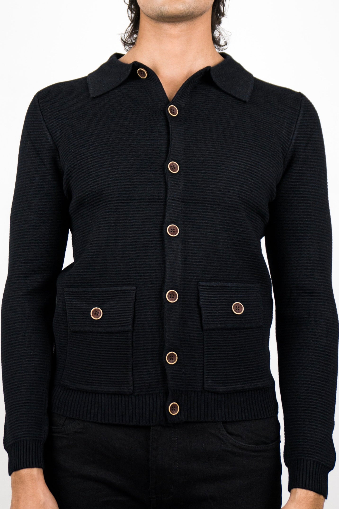 Ebony Ribbed Knit Shirt