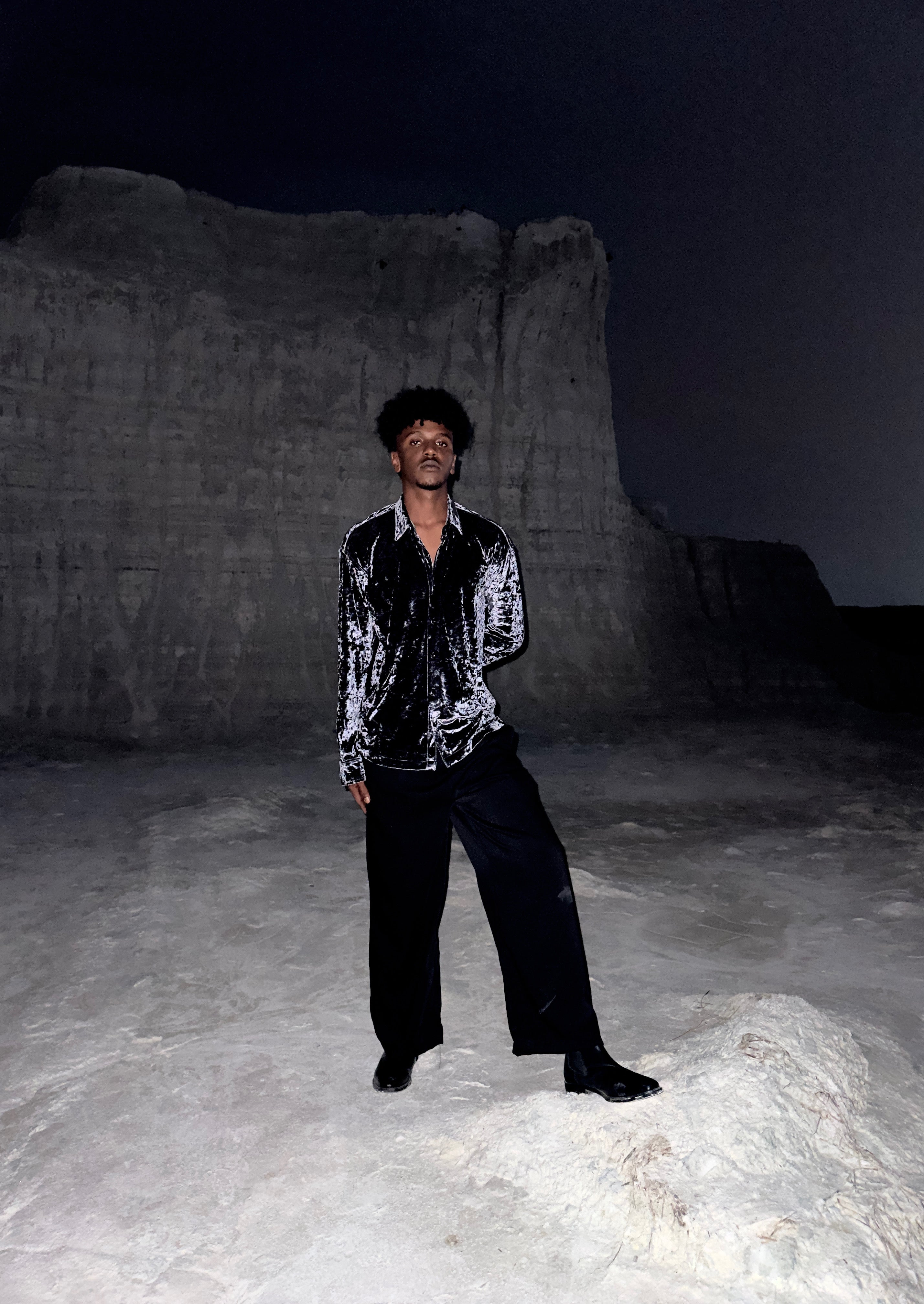 Nocturne Crushed-Velvet Shirt