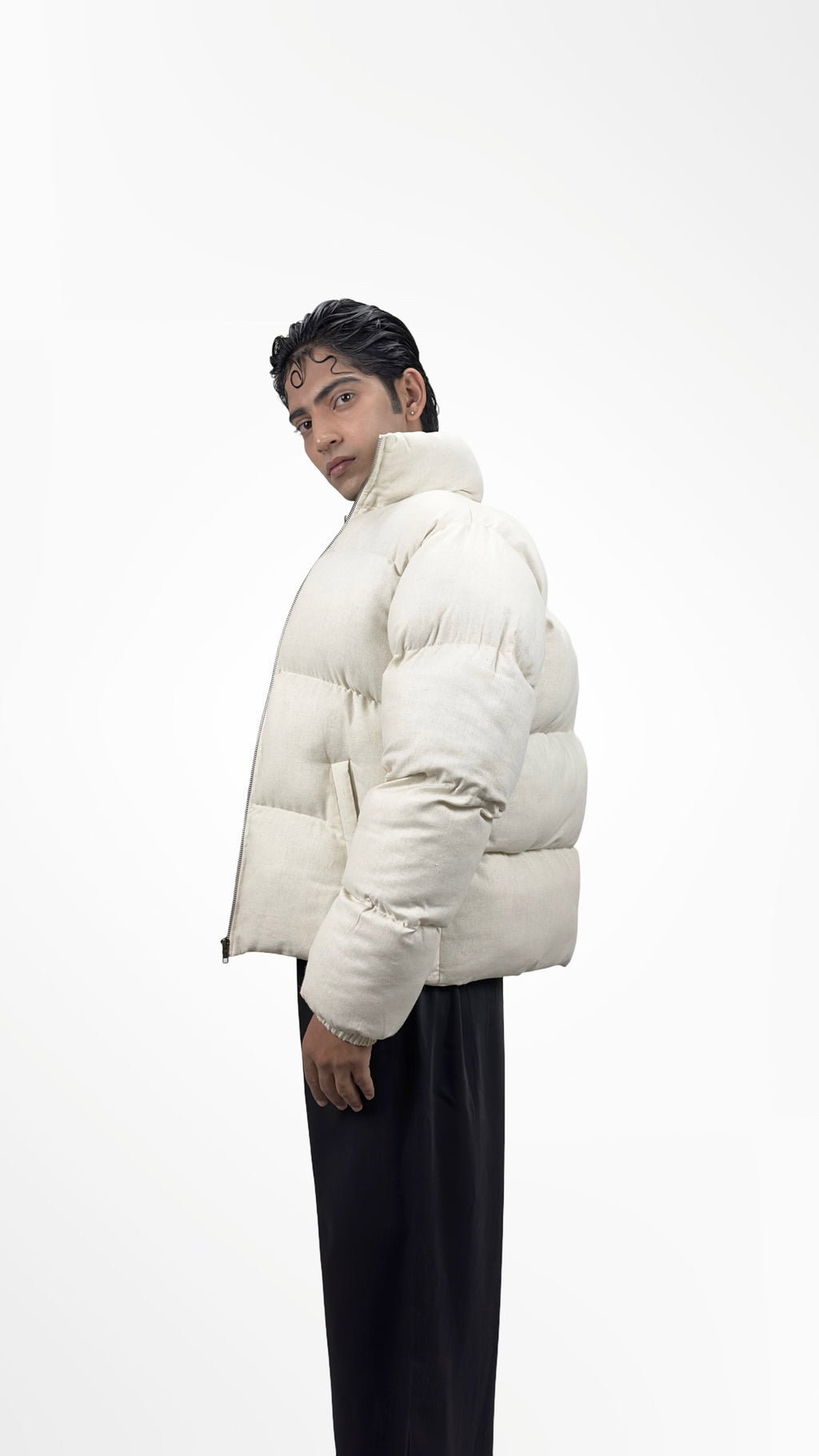 Linen Contour Puffer Jacket