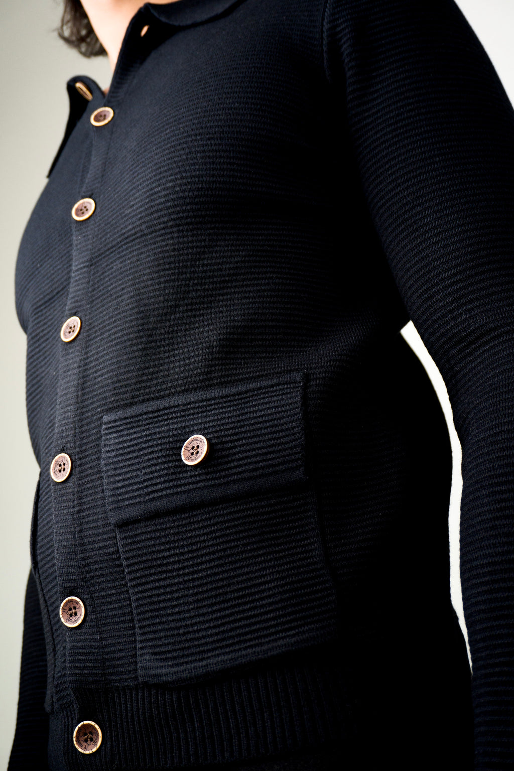 Ebony Ribbed Knit Shirt