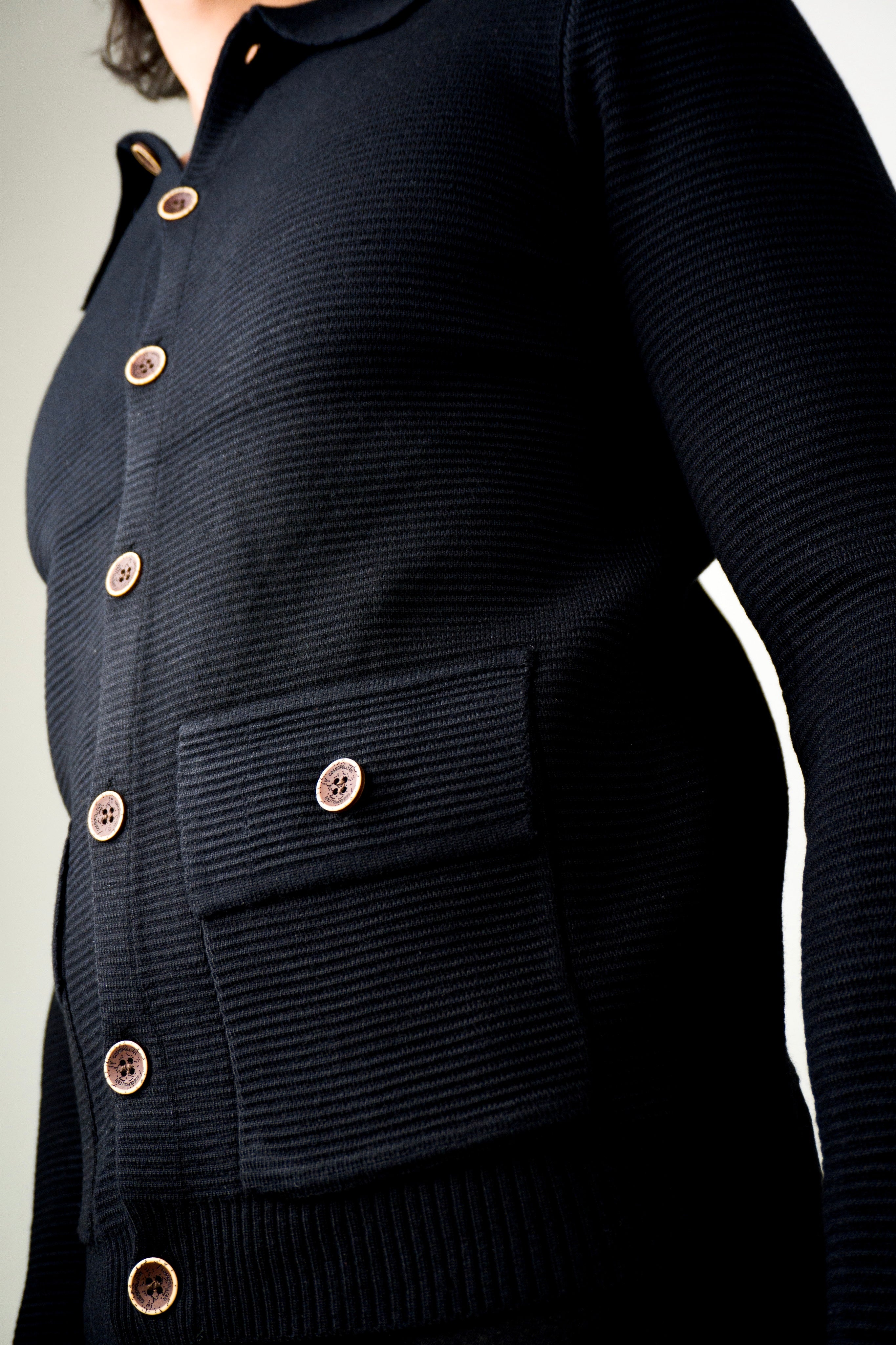 Ebony Ribbed Knit Shirt