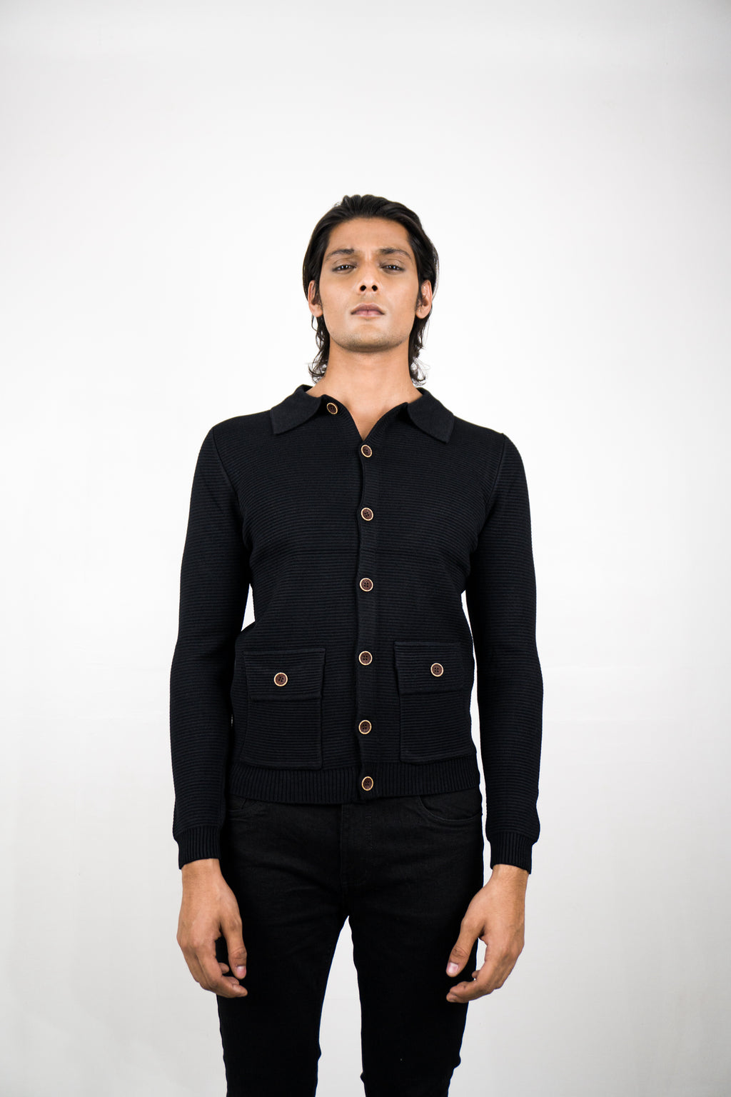 Ebony Ribbed Knit Shirt