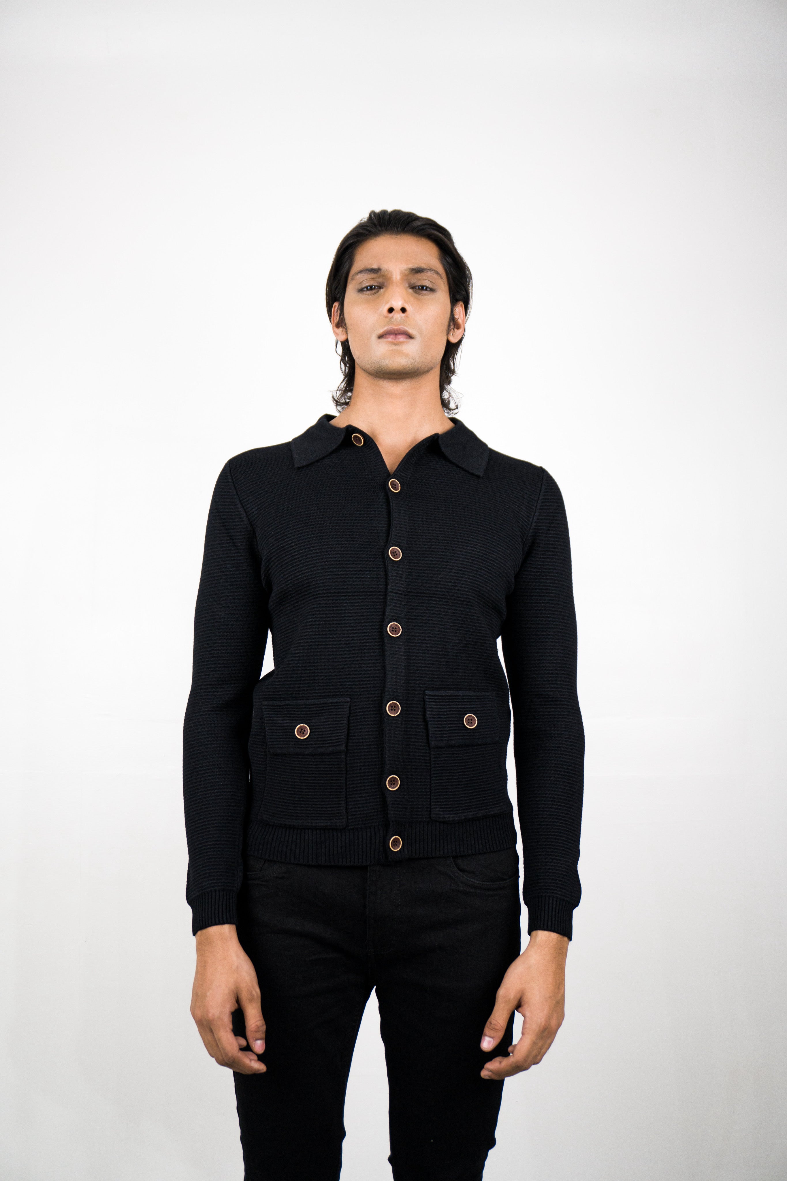 Ebony Ribbed Knit Shirt
